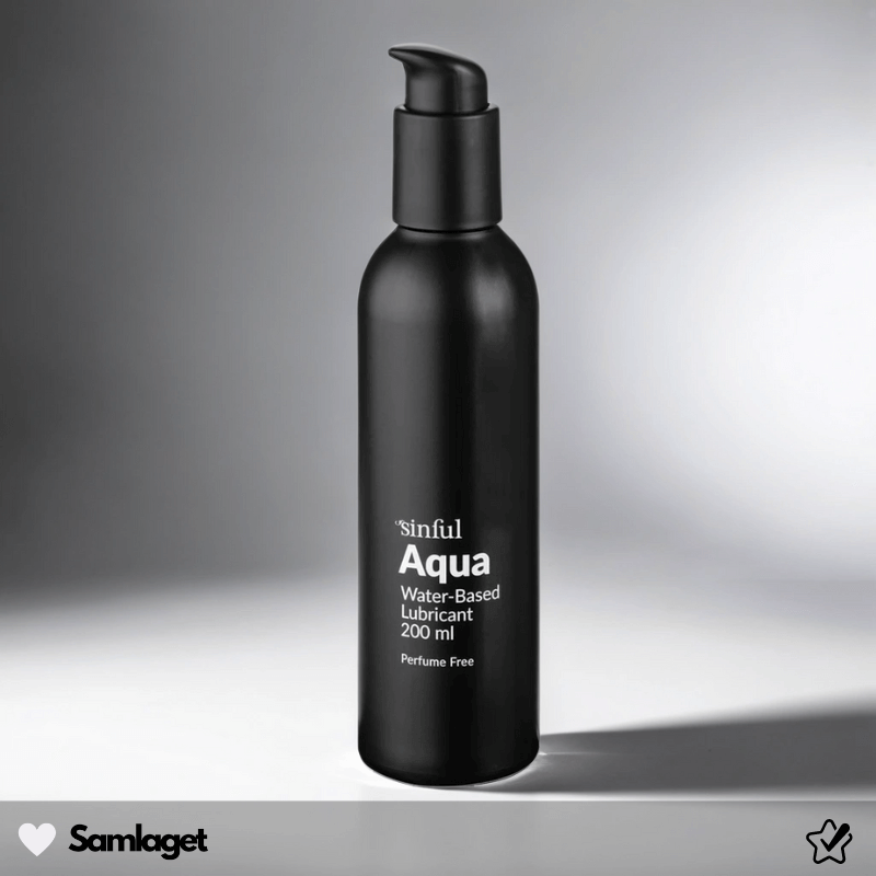 Sinful Aqua vattenbaserat glidmedel i en svart pumpflaska, 200 ml. Parfymfri och designad för långvarig smörjning och komfort.